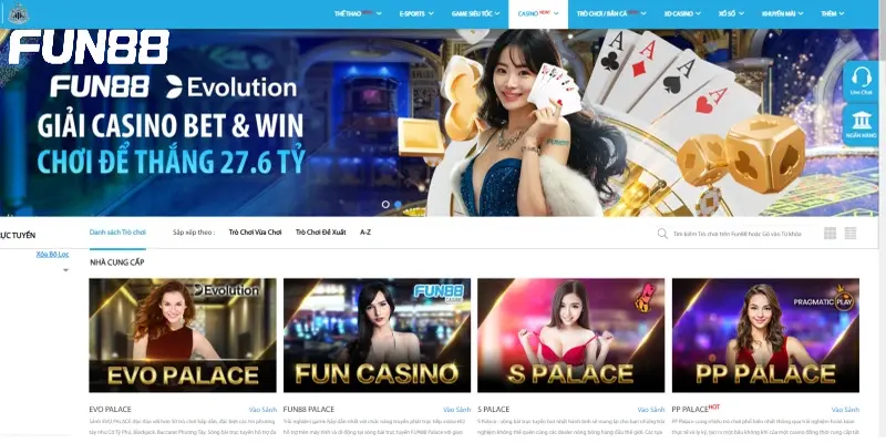 Tổng quát về sảnh game Casino Fun88 là gì